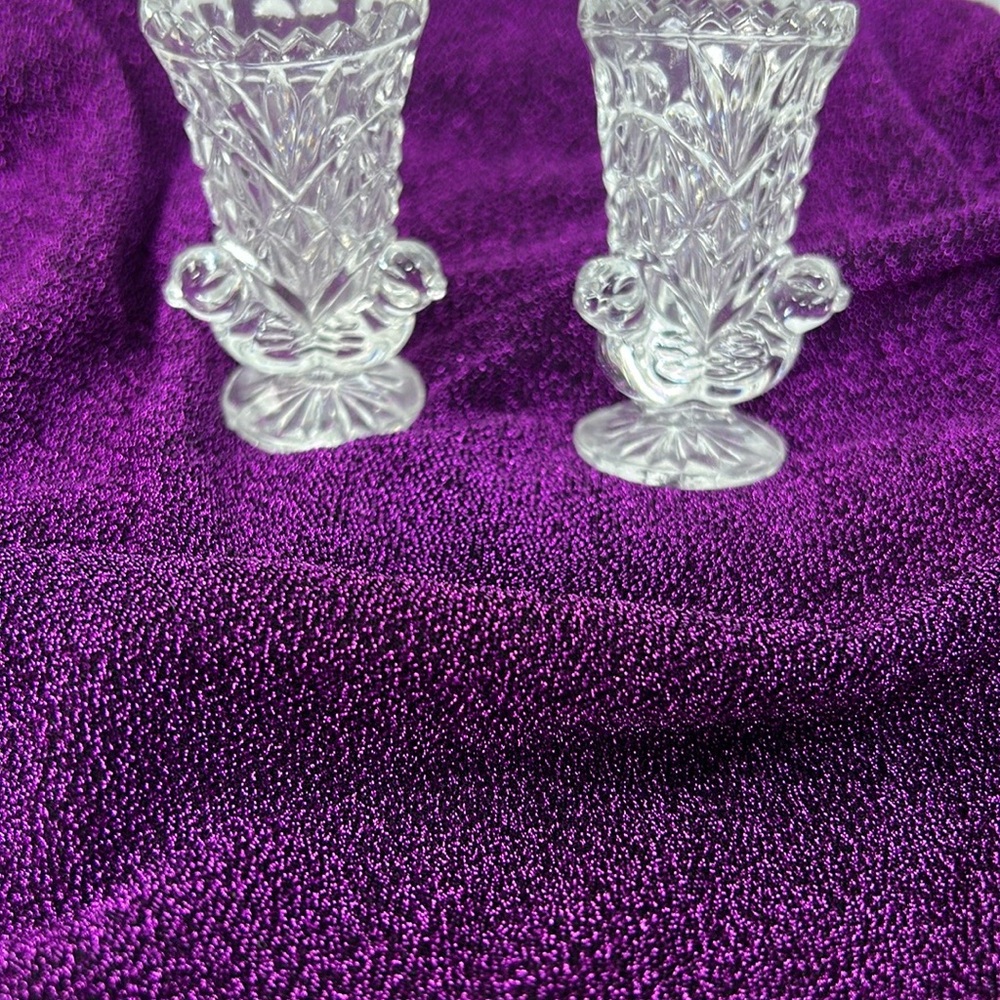Vintage Hofbauer Byrds *Bryd ToothPic Holder* Pair 3" German Crystal Glass